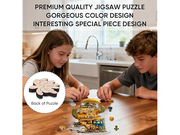 Ixfyloop Wooden Puzzles for Adults, Cactus World