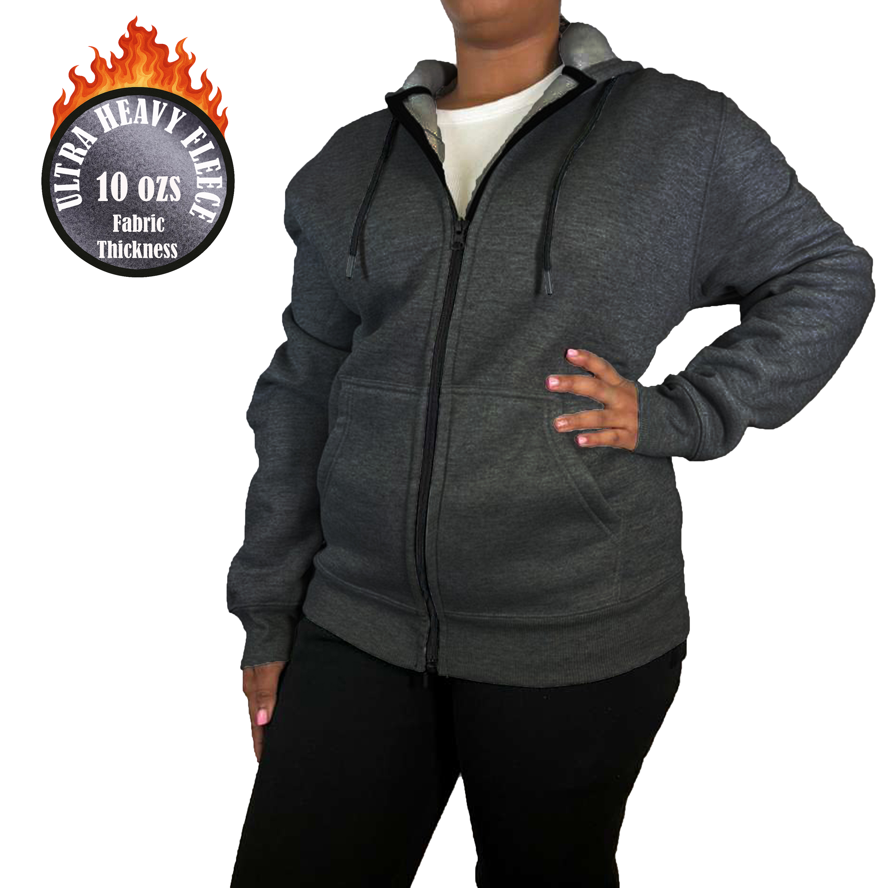 Womens Heavyweight Fleece-Lined Full Zip Hoodie - Gallery 18