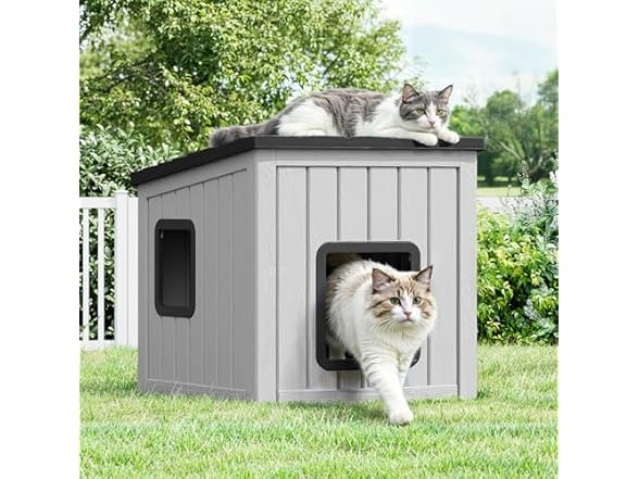 LHBcraft Outdoor Cat House Weatherproof