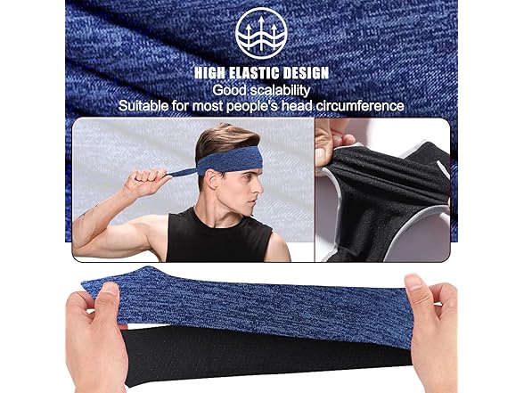 EasYoung Men's Headbands, 3-Pack 