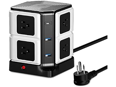 $26.99, Was $54.99, 50% Off! BESTEK Power Strip Tower with Wireless Charger dealfomo
