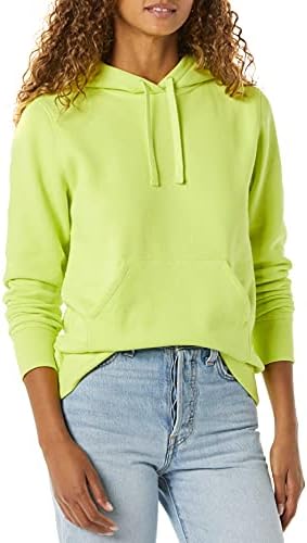 Amazon Essentials Women's Regular-Fit Fleece Pullover Hoodie, Lime Green, Small