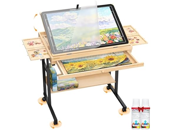 Wooden Puzzle table with Drawers