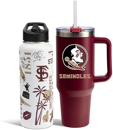 Memory Company NCAA Water Bottle and Tumbler with Straw Set