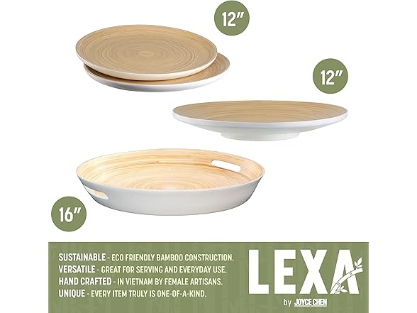 LEXA 4-Piece Handcrafted Bamboo Serving Set