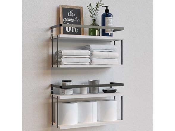 2 Tier Rustic Farmhouse Wood Shelves