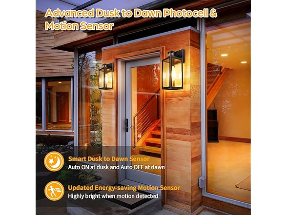 TOBUSA 2-Pack Motion Sensor Outdoor Wall Lights- Bronze