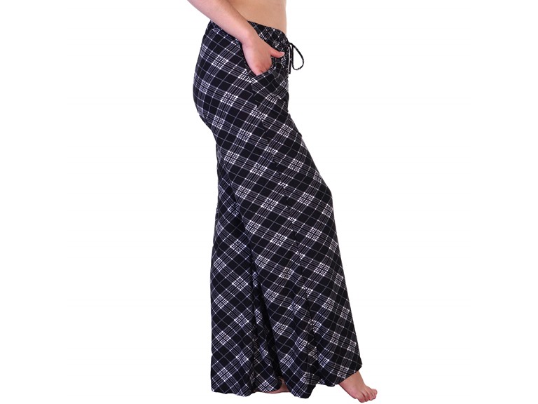 Angelina 043_D-CHK_1_S-M Small - Medium Mid-rise Palazzo Pants with Pockets Checker