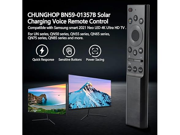 Solar Charging Remote Control for Samsung Smart TV