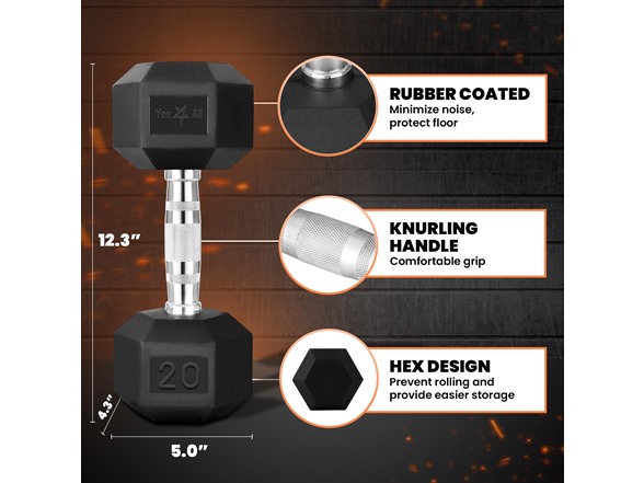 Cast Iron - Chrome Grip Hex Dumbbell -