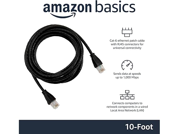 Amazon Basics RJ45 Cat 6 Cable, 10 ft, 24-Pack