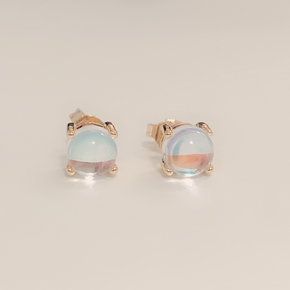 925 Sterling Silver Moonstone Studs - Gallery 4