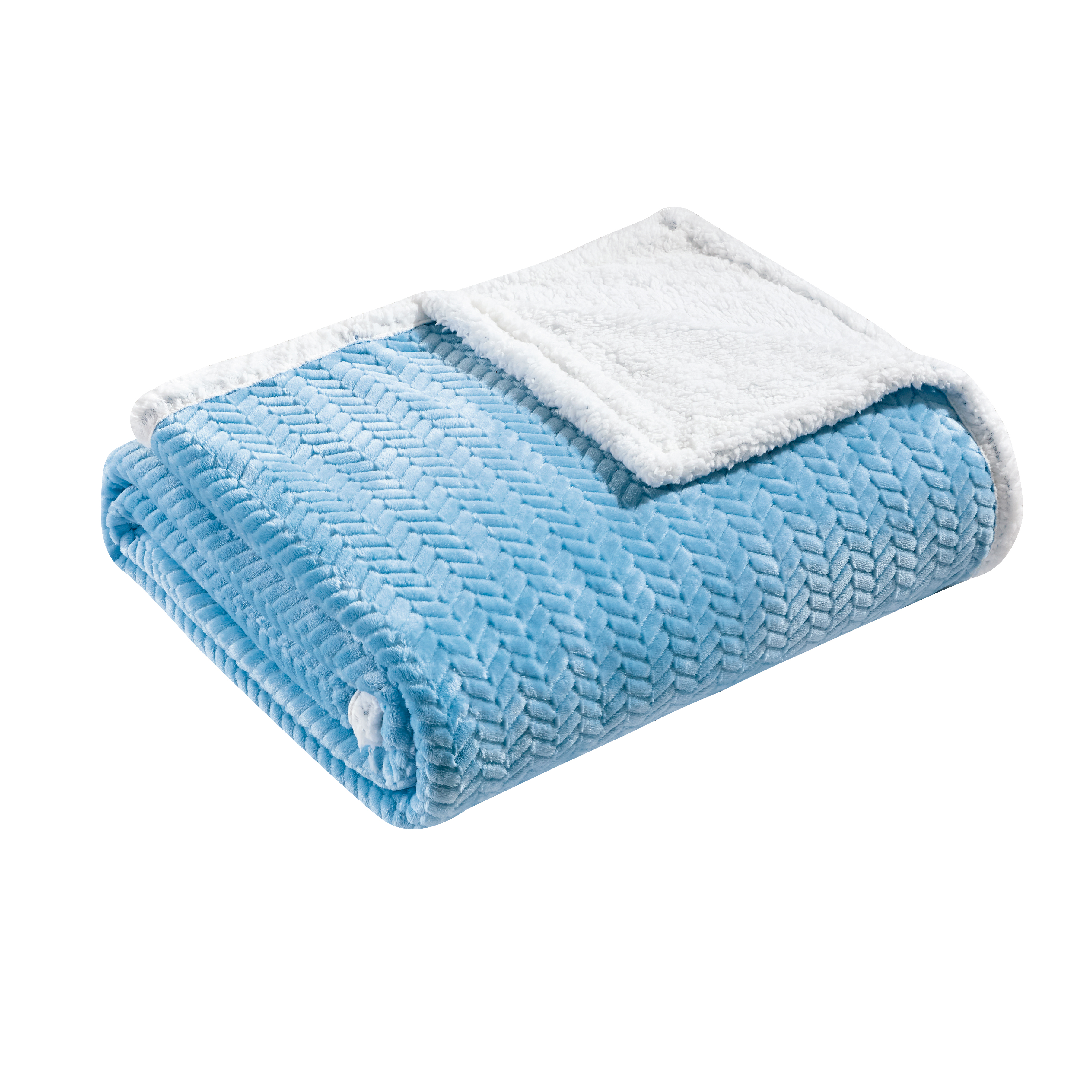 Noble House Braided Sherpa Blanket- Queen - Lt Blue - Gallery 4
