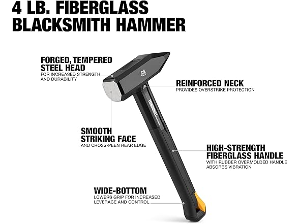 ToughBuilt TB-H1-1BS-F4 4 lb. Fiberglass Blacksmith Ha