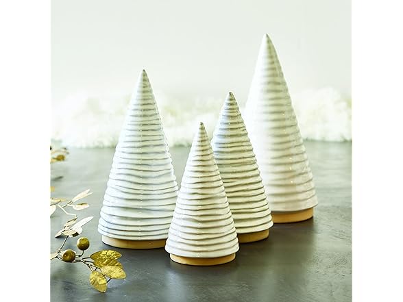 Ceramic Textured Tree Sculpture for Centerpiece or Mantle, Set of 3