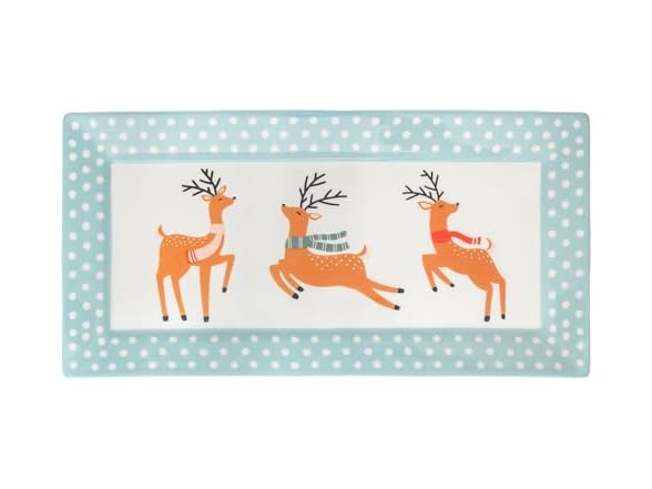 Boston International Rectangle Ceramic Platter Holiday