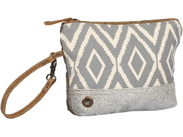 Myra Bag Blaze Upcycled Canvas & Leather Wristlet Pouch Bag S