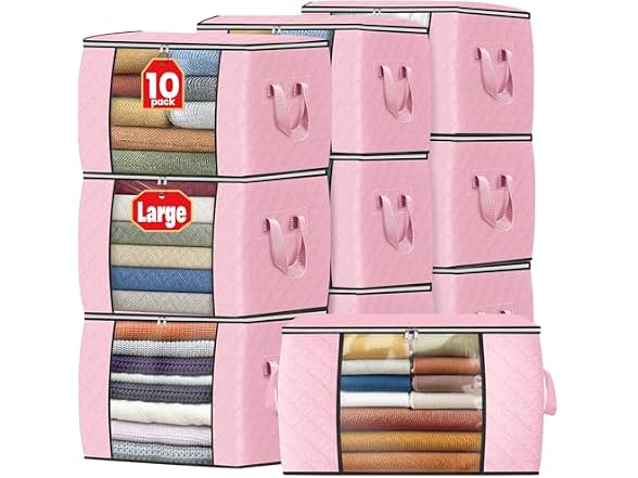 Fab totes 90L Pink 10 Pack Storage Bags