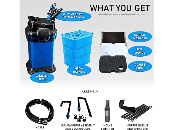 Penn-Plax Cascade All-in-One Aquarium Canister Filter