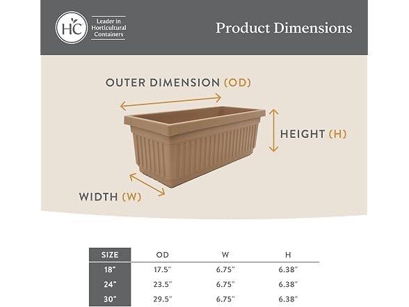 Venetian Window Planter Box w/Drain Plug