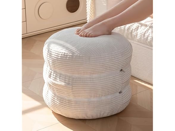 Round Pouf Ottoman, Foam Footrest