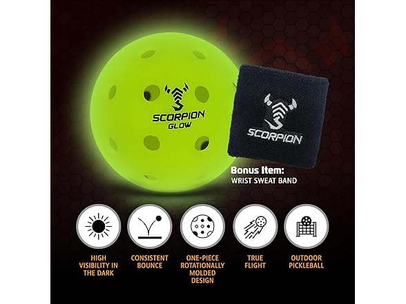 SCORPION 3-Pack Glow The Dark Pickleballs