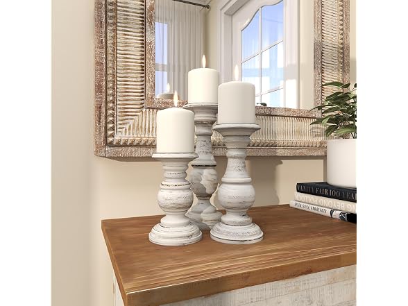 Set of 3 Candlestick Holder 10", 8", 6”H, White