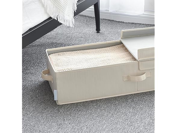 Sukkiri Homu Under Bed Fabric Zipper Blanket Storage Ivory White
