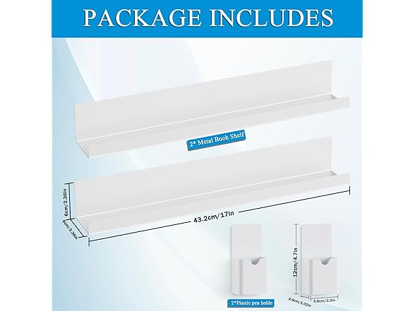 Magnetic Book Shelf 2pk White