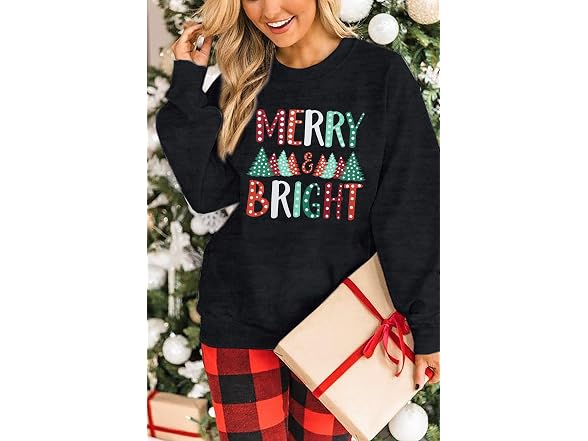Fayaleq Women (XL) Christmas Sweatshirt Merry Tops