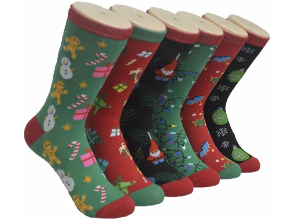 {12-Pairs} Unisex Holiday Crew Socks
