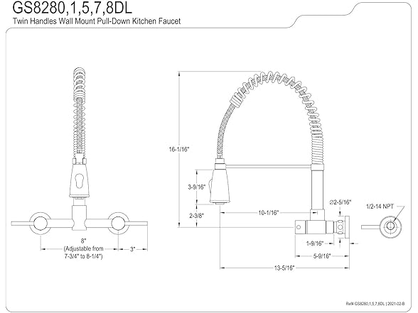 Gourmetier GS8288DL Concord 2-Handle Wall Mount