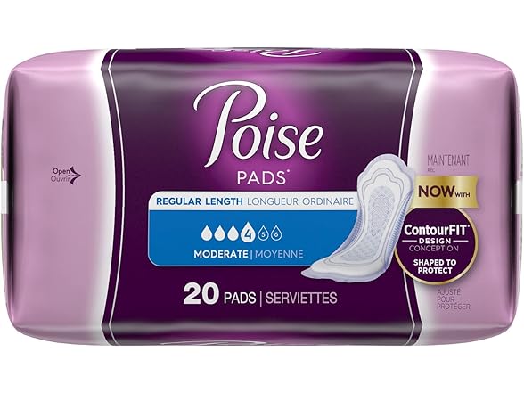 Poise Moderate Absorbency Pads, Regular Length