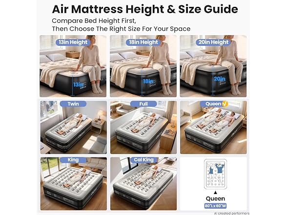OhGeni Queen Air Mattress Built-in Pump