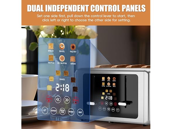 WHALL 4 Slice Smart Toaster Touchscreen