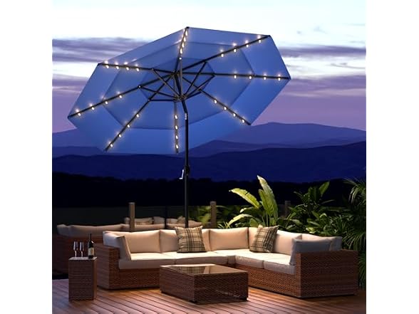 COSIEST 9FT 3 Tiers LED Patio Umbrella