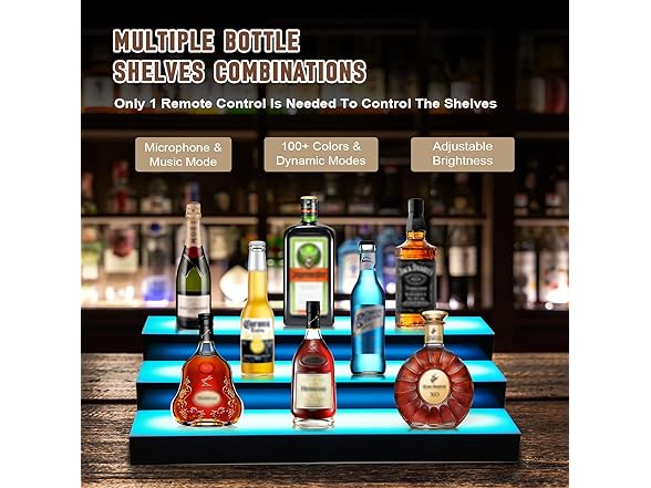 Dollate 3 Tier 40 Inch LED Lighted Liquor Bottle Display
