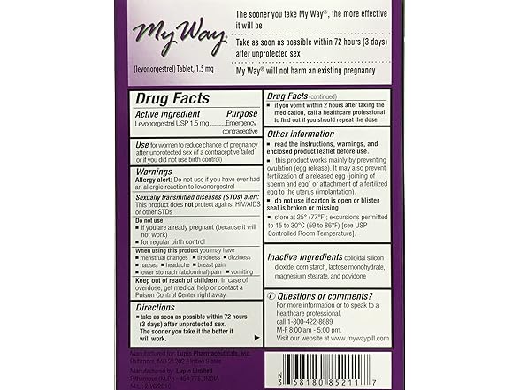 6CT LUPIN My Way Emergency Contraceptive 1 Tablet Each