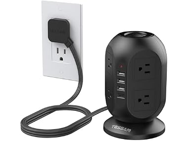 $24.99, Was $35.99, 30% Off! TESSAN Power Tower 10ft Cord (8 Outlets, 4 USB) dealfomo