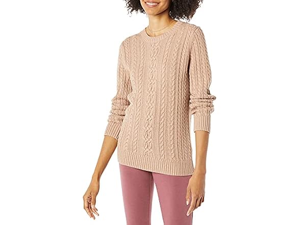 Amazon Essentials Women Soft Cotton Cable Sweater