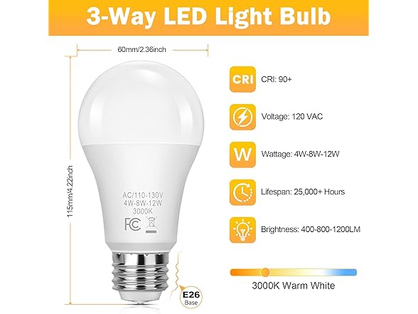 Yochoice B0FZVDJ2TK 3 Way Light Bulbs
