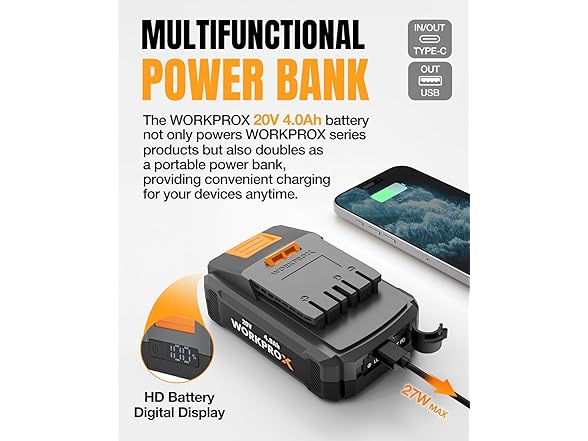 WORKPROX Cordless Pole Saw with Battery