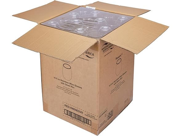 WNA Reserv 16oz Clear Plastic Stemless Wine Glasses, 64-Pack