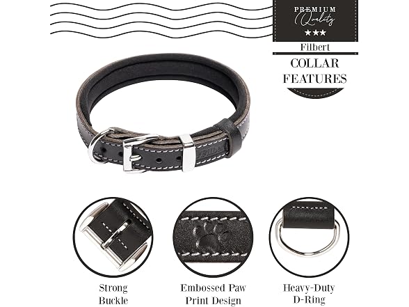 Filbert Leather Dog Collar, Genuine Leather