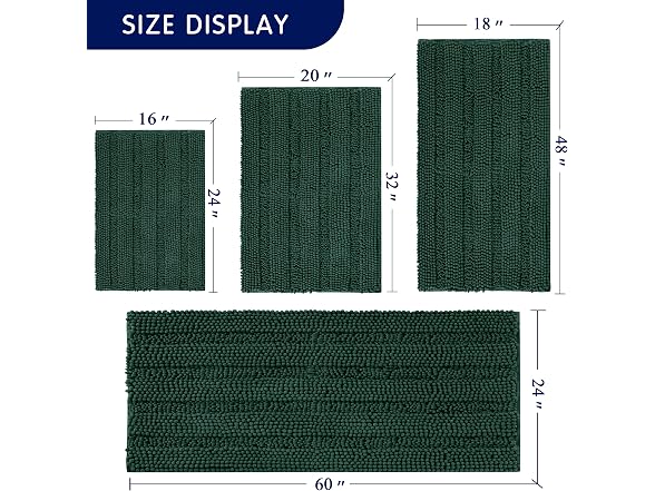 SUBRTEX Bath Rugs Chenille Rug Striped Plush