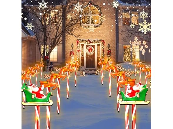 10 Pack Christmas Decorations Elk Santa Claus solar Christmas lights