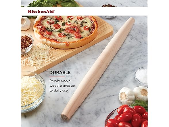 KitchenAid Maplewood French Rolling Pin, 22-Inch, Brown