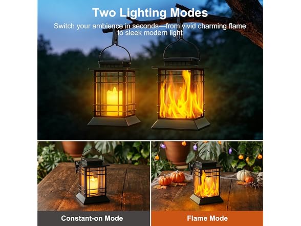 Brightever 4-Pack Solar Lanterns Outdoor Lights, Hanging Solar Lights
