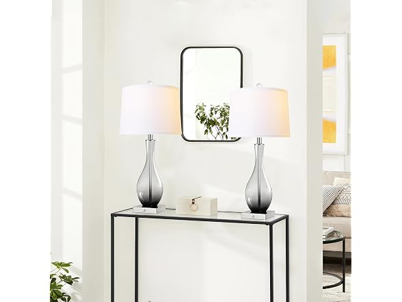 WIHTU Glass Table Lamps, Gray