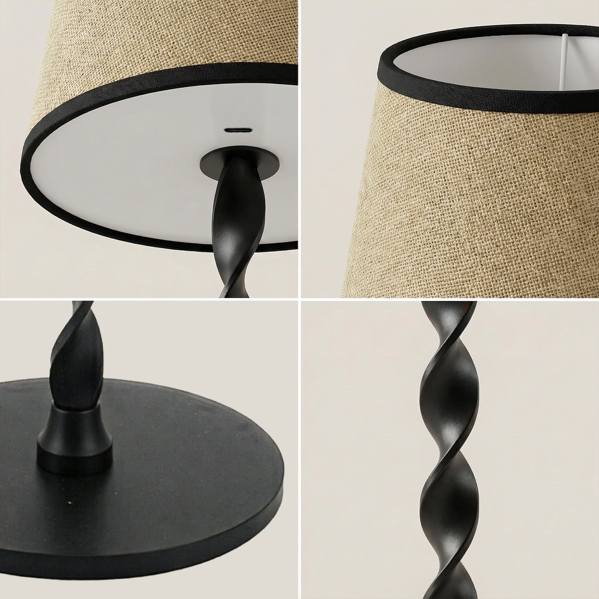 Twist Stem Black Tan Shade Lamp - Gallery 17